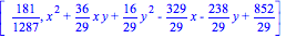 [181/1287, x^2+36/29*x*y+16/29*y^2-329/29*x-238/29*y+852/29]